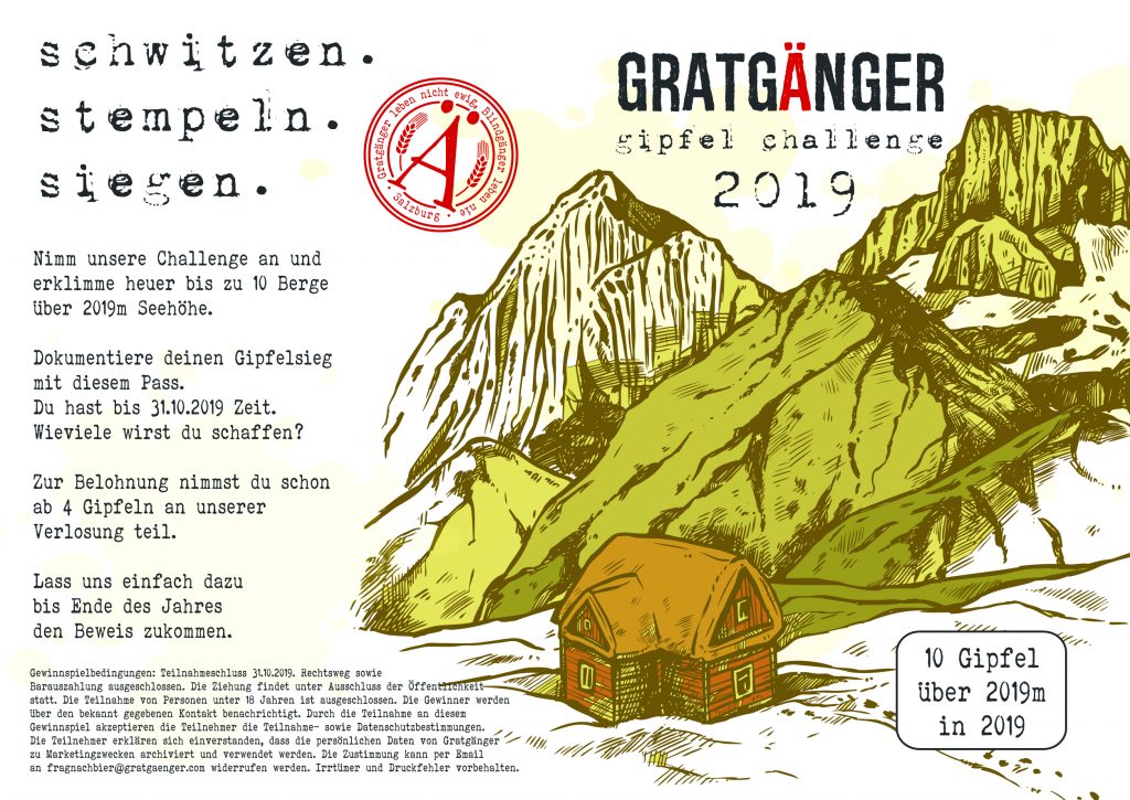 Gratgänger Gipfel Challenge 2019 - Die ultimative Herausforderung - sammle 10 Gipfelstempel bis 31.10. und gewinne tolle Preise